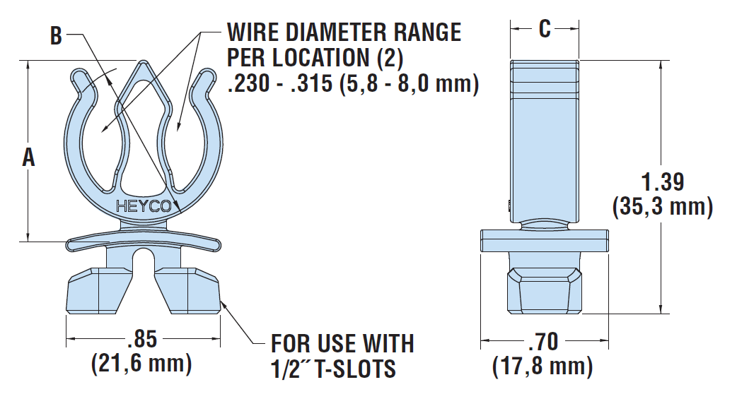 Heyco® Quarter-Turn Mount Wire Clips